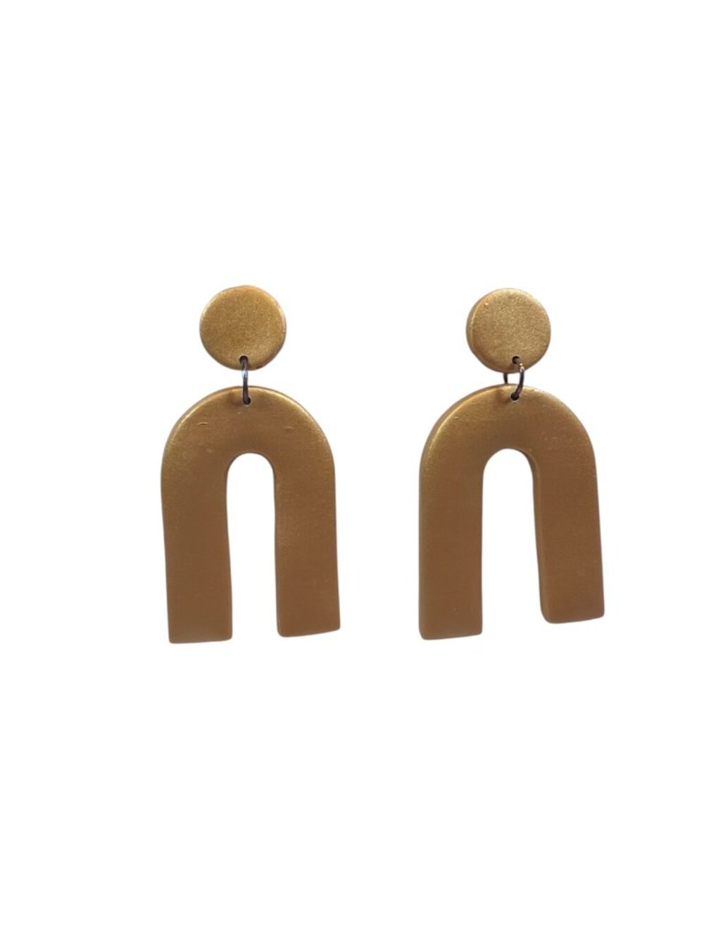 Gold Arch Statement Earrings Minimalist Sculptural Drop Post-Back Like New OS
